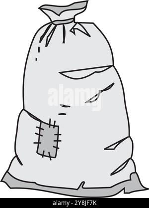 Stofftasche. Sack isolierte weiße Hintergrundvektor-Illustration Stock Vektor