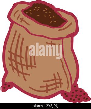 Sackleinen Sack voller Kaffeebohnen Design Vektor Illustration Stock Vektor