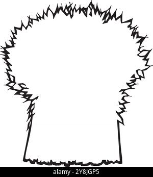 Runder Rahmen oder Kranz aus Roggen, Gerste oder Weizen auf weißem Hintergrund. Handgezeichnetes Schwarz-weiß-Design für Kochen, Bäckerei, Etiketten oder Etiketten Stock Vektor