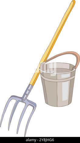Metall- und Gummigartenwerkzeuge zur Unkrautbewässerung Trimmen von Pflanzen isolierte Vektorillustration Stock Vektor