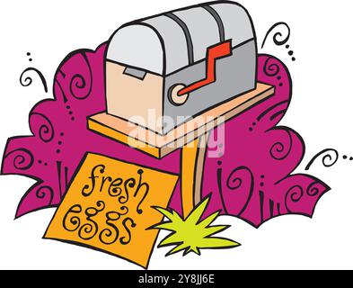 Neun Hähncheneier, Pappmodell und Etikettenvorlage isoliert auf weißem Hintergrund, realistische Vektordarstellung Stock Vektor