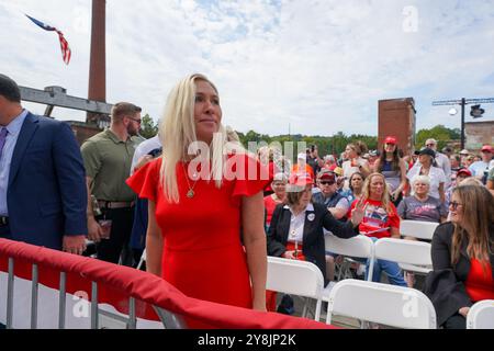 LINDALE, GEORGIA – 4. OKTOBER: Die US-Repräsentantin Marjorie Taylor Greene (R-GA 14th District) nimmt am 4. Oktober 2024 in Lindale, Georgia, USA, an einer JD Vance-Kampagne Teil. (Foto: Julia Beverly/Alamy Live News) Stockfoto