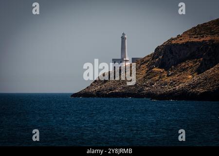 Der Leuchtturm von 'Punta Palascia' im canale di Otranto. Die Landzunge im äußersten Osten der italienischen Halbinsel. Stockfoto