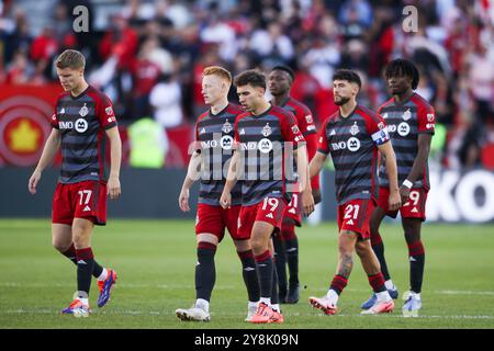 Toronto, Kanada. Oktober 2024. Toronto FC Spieler vor einem MLS-Fußballspiel gegen Inter Miami CF in Toronto am Samstag, den 5. Oktober 2024. (Foto: Michael Chisholm/SIPA USA) Credit: SIPA USA/Alamy Live News Stockfoto