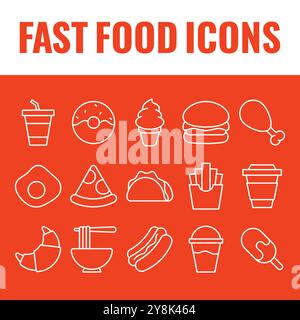 Fastfood-Symbole eingestellt. Vektorsymbole für Fast Food-Linien. Junk Fast Food Icons Vektor Stock Vektor