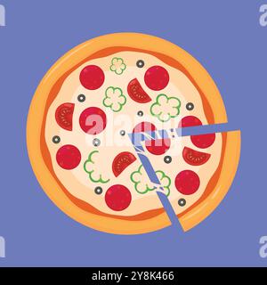 Pizza-Symbol-Vektor. Köstliche Pizza Vektor-Symbol. Pizza-Vektor-Illustration. Pepperoni Pizza Stock Vektor