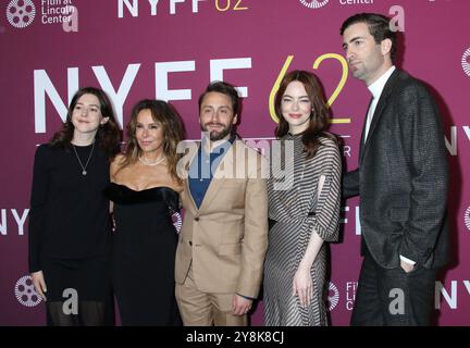 New York, New York, USA. Oktober 2024. Ali Herting, Jennifer Grey, Kieran Culkin, Emma Stone und Dave McCary bei Einer Real Pain Premiere während des 62. New York Film Festivals in der Alice Tully Hall am 5. Oktober 2024 in New York City. Quelle: Rw/Media Punch/Alamy Live News Stockfoto