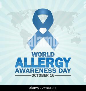 Weltallergie-Bewusstseinstag. Oktober. Urlaubskonzept. Vorlage für Hintergrund, Banner, Karte, Poster mit Textbeschriftung. Vektorabbildung Stock Vektor