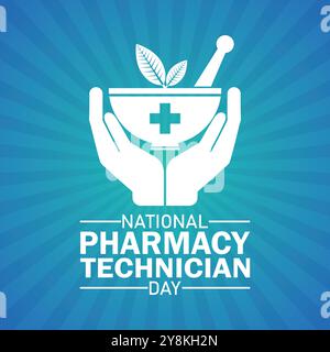 National Pharmacy Technician Day. Urlaubskonzept. Vorlage für Hintergrund, Banner, Karte, Poster mit Textbeschriftung. Vektorabbildung Stock Vektor