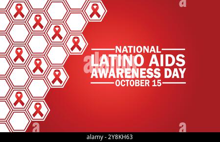 Hintergrund des nationalen Latino-AIDS-Awareness-Tages mit Formen und Typografie, Banner, Karte, Poster, Vorlage. Nationaler Latino-Aids-Aufklärungstag Stock Vektor