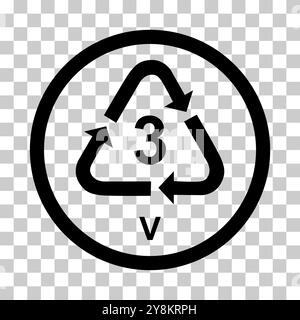 Kunststoff-Symbol, Ökologie Recycling-Zeichen isoliert auf weißem Hintergrund. Symbol für Verpackungsabfall . Stock Vektor