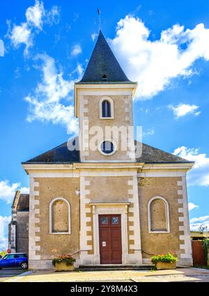Kirche Eglise Saint-Pierre-aux-liens de La Trimouille - La Trimouille, Vienne (86), Frankreich. Stockfoto