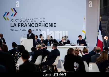 FRANKREICH-FRANKOPHONIE-POLITIK-GIPFEL-DIPLOMATIE Plenarsitzung am zweiten und letzten Tag des Frankophonie-Gipfels im Grand Palais. Paris, 5. Oktober 2024. PARIS ILE-DE-FRANCE FRANKREICH URHEBERRECHT: XANDREAXSAVORANIXNERIX FRANCE-FRANCOPHONIE-POLITICS-TOP ASAVORANINERI-9 Stockfoto