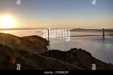 San Francisco Sunrise szenische Ansicht Golden Gate Bridge Stockfoto