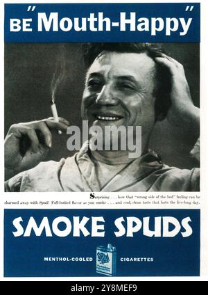 1932 Spud Menthol Zigaretten Werbung Stockfoto