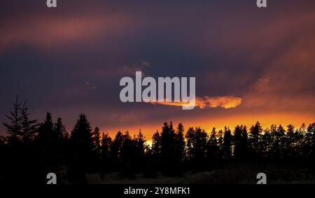 Cypress Hills Sonnenuntergang Elkwater Alberta Horeshoe Canyon Stockfoto