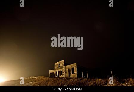 Nacht Bild Ghost Town in Galiläa Saskatchewan Prairie Stockfoto