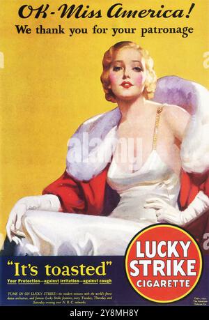 1932 Lucky Strike Zigaretten Werbung mit Miss America '32 Dorothy Irene Hann Stockfoto