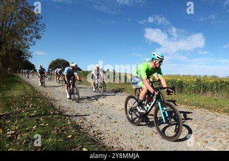 Leuven, Belgien. Oktober 2024. Die Fahrer wurden während des Männer-Elite-Rennens bei der UCI-Schotterweltmeisterschaft am Sonntag, den 6. Oktober 2024, in Leuven gezeigt. BELGA FOTO DAVID PINTENS Credit: Belga News Agency/Alamy Live News Stockfoto