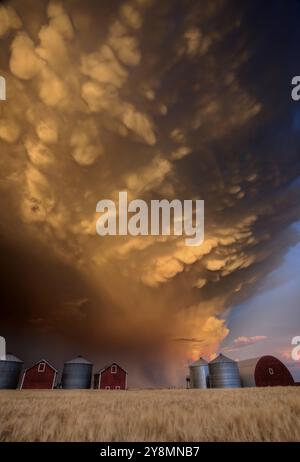 Storm clouds Kanada Warnung ominösen Himmel Saskatchewan Sonnenuntergang Stockfoto