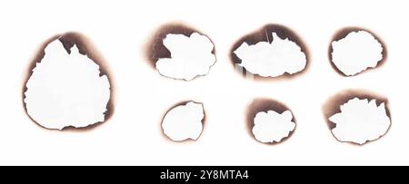 Verbrannte Papierlöcher realistische Vektorillustration Stock Vektor