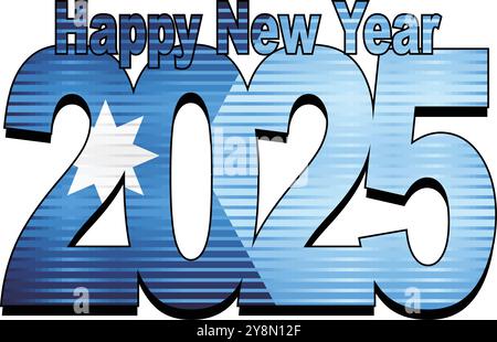 Happy New Year 2025 mit Minnesota Flagge innen - Illustration, 2025 HAPPY NEW YEAR ZAHLEN Stock Vektor