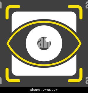Vektorsymbol für Augenscan auf dunklem Hintergrund. Symbol für Netzhautprüfung. Sicherheitsschild. Diagrammsymbol für Ihr Website-Design, Logo, App, UI Stock Vektor