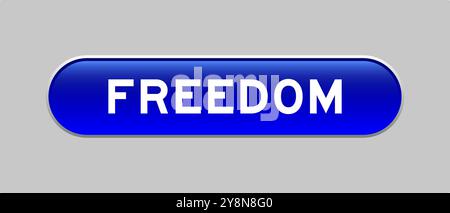 Blauer kapselförmiger Knopf mit Wortfreiheit auf grauem Hintergrund Stock Vektor