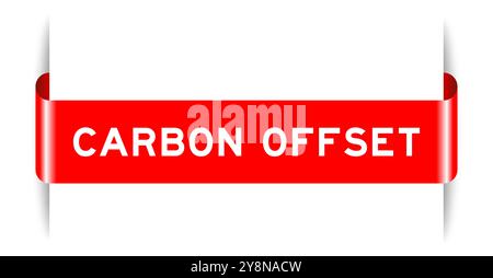 Rot eingefügtes Etikettenbanner mit Wort Carbon-Offset auf weißem Hintergrund Stock Vektor