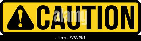 Warnschild Achtung, gelbe Warnung, Warntafel für Gefahrenhinweise, Ausrufezeichen Achtung, Gefahrenhinweis Stock Vektor