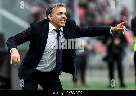 Bologna, Italien. Oktober 2024. Fabio Pecchia, Cheftrainer von Parma Calcio, reagierte während des Fußballspiels der Serie A zwischen Bologna FC und Parma Calcio im Renato Dall’Ara Stadion in Bologna (Italien) am 6. Oktober 2024. Quelle: Insidefoto di andrea staccioli/Alamy Live News Stockfoto