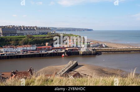 Der Blick vom St. Mary's Kirchhof Whitby Stockfoto