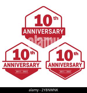 Logotype für 10-jähriges Jubiläum. Logokollektion zum 10. Jubiläum. Set aus Designvorlage zum Jubiläum. Vektor und Illustration. Stock Vektor