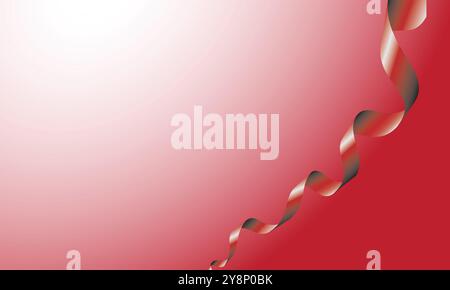 Ein zarter und femininer abstrakter Hintergrund mit einem roten Band, das sich auf einem rosafarbenen Farbverlauf dreht. Perfekt für Websites, Präsentationen und Grafikdesign Stock Vektor