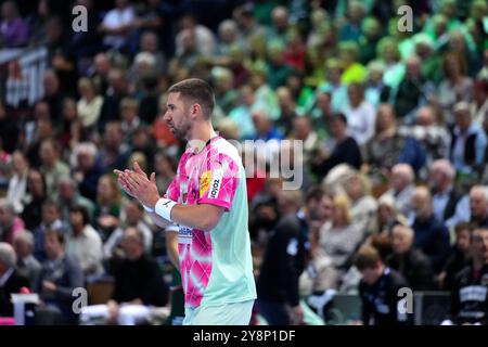 Wetzlar, Deutschland. Oktober 2024. Wetzlar, 6. Oktober 2024: Fabian Wiede ( Berlin ) während des Liqui Moly Handball-Bundesliga-Spiels zwischen HSG Wetzlar und Füchse Berlin in der Buderus-Arena in Wetzlar. (Julia Kneissl/SPP) Credit: SPP Sport Press Photo. /Alamy Live News Stockfoto