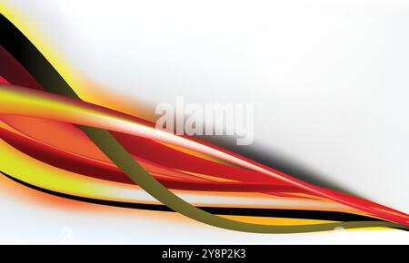 Ein lebendiger und dynamischer abstrakter Hintergrund mit bunten, welligen Linien auf weißem Hintergrund. Perfekt für Websites, Präsentationen und Grafikdesign Stock Vektor