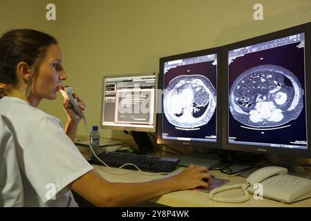 Abdominopelvic CT Scan, Radiologie Interpretation Review, Radiologie Abteilung, Donostia Hospital, San Sebastian, Donostia, Gipuzkoa, Baskenland, Spanien. Stockfoto