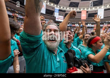 Tarragona, Spanien. Oktober 2024. Die Casteller von Vilafranca gewinnen zum zweiten Mal in Folge den 29. Castells-Wettbewerb von Tarragona. Los Castellers de Vilafranca Ganan el 29&#xba; concurso de castells de Tarragona por segunda vez consecutiva. Im Bild: Castellers de Vilafranca News, Cronaca, Tarragona Spain Sonntag, 6. Oktober 2024 (Foto: Eric Renom/LaPresse) Credit: LaPresse/Alamy Live News Stockfoto