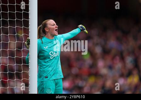 Everton's Courtney Brosnan in Aktion während des Women's Super League Spiels im Emirates Stadium, London. Bilddatum: Sonntag, 6. Oktober 2024. Stockfoto