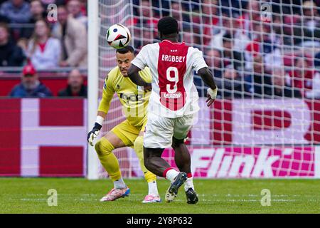 Amsterdam, Niederlande. Oktober 2024. AMSTERDAM, NIEDERLANDE - 6. OKTOBER: Während des niederländischen Eredivisie-Spiels zwischen dem AFC Ajax und dem FC Groningen in der Johan Cruijff Arena am 6. Oktober 2024 in Amsterdam, Niederlande. (Foto von Andre Weening/Orange Pictures) Credit: Orange Pics BV/Alamy Live News Stockfoto