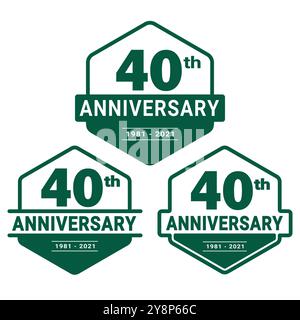 Logotype für 40-jähriges Jubiläum. Logo-Kollektion zum 40. Geburtstag. Set aus Designvorlage zum Jubiläum. Vektor und Illustration. Stock Vektor
