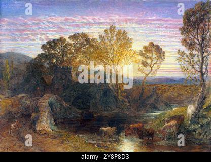 The Golden Hour 1865 Samuel Palmer (Britisch, 1805–1881) England, 19. Jahrhundert Aquarell und Gouache mit Graphit und Schabern Stockfoto