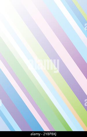 Ein lebendiger Hintergrund mit diagonalen Streifen in einem Regenbogenverlauf. Dieses fröhliche Bild verleiht Ihren Designs einen verspielten Touch. Stock Vektor
