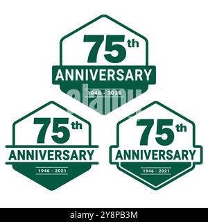 Logotype für 75-jähriges Jubiläum. Logo-Kollektion zum 75. Geburtstag. Set aus Designvorlage zum Jubiläum. Vektor und Illustration. Stock Vektor