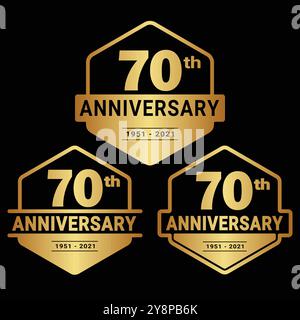 Logotype für 70-jähriges Jubiläum. Logo-Kollektion zum 70. Geburtstag. Set aus Designvorlage zum Jubiläum. Vektor und Illustration. Stock Vektor