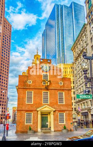 Old State House, berühmtes Gebäude an der Freedom Trail Route im Zentrum von Boston, USA Stockfoto