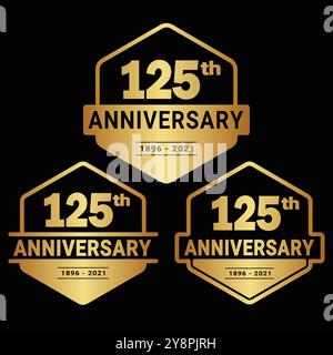 Logotype für 125-jähriges Jubiläum. Logo-Kollektion zum 125. Geburtstag. Set aus Designvorlage zum Jubiläum. Vektor und Illustration. Stock Vektor