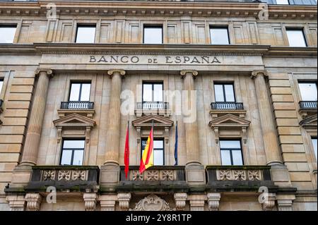 Pamplona, Spanien – 20. Mai 2024: Die Front der Bank von Spanien in Pamplona Stockfoto