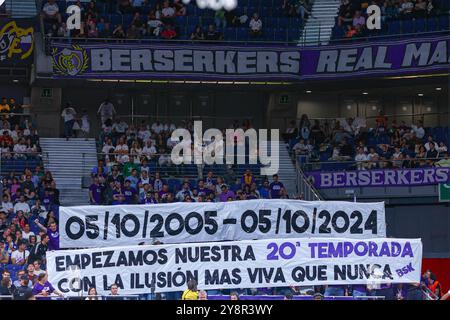 Madrid, Spanien. Oktober 2024. Oktober 2024; Wizink Center; Liga Endesa; ACB; Real Madrid vs Casademont Zaragoza; berserkersLiga ACB Basketball Real Madrid vs Casademont Zaragoza 900/Cordon PRESS Credit: CORDON PRESS/Alamy Live News Stockfoto