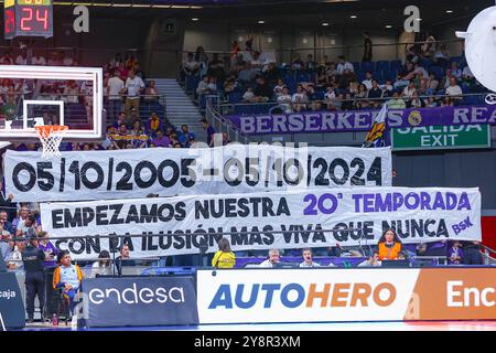 Madrid, Spanien. Oktober 2024. Oktober 2024; Wizink Center; Liga Endesa; ACB; Real Madrid vs Casademont Zaragoza; berserkersLiga ACB Basketball Real Madrid vs Casademont Zaragoza 900/Cordon PRESS Credit: CORDON PRESS/Alamy Live News Stockfoto